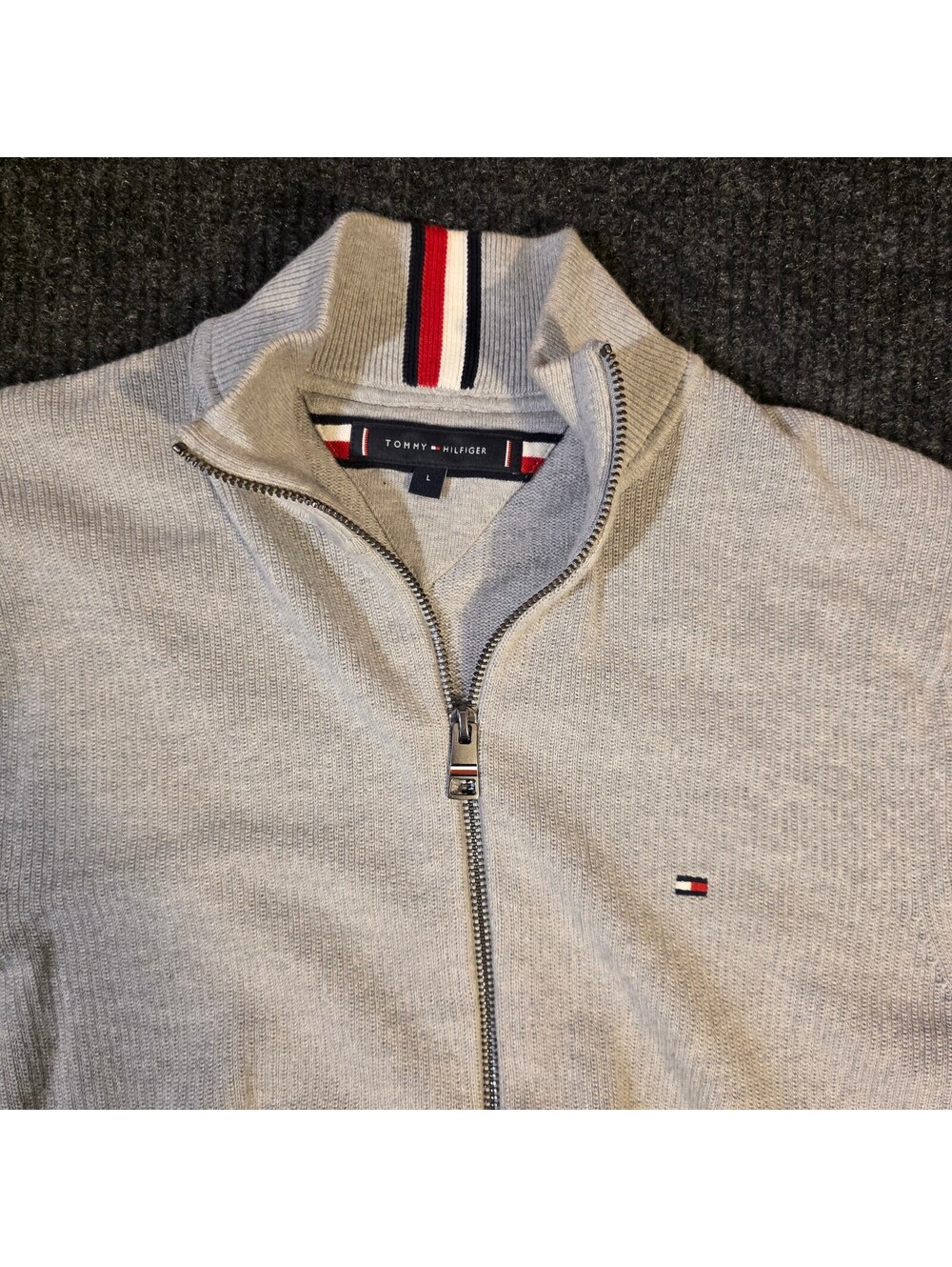 Tommy Hilfiger Men's Light Gray Full Zip Sweater Jacket Size L